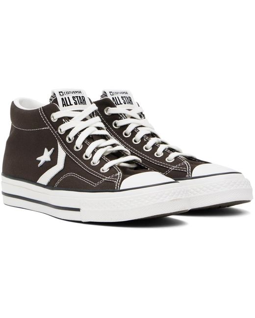 Converse Black Brown Star Player 76 Mid Top Sneakers for men
