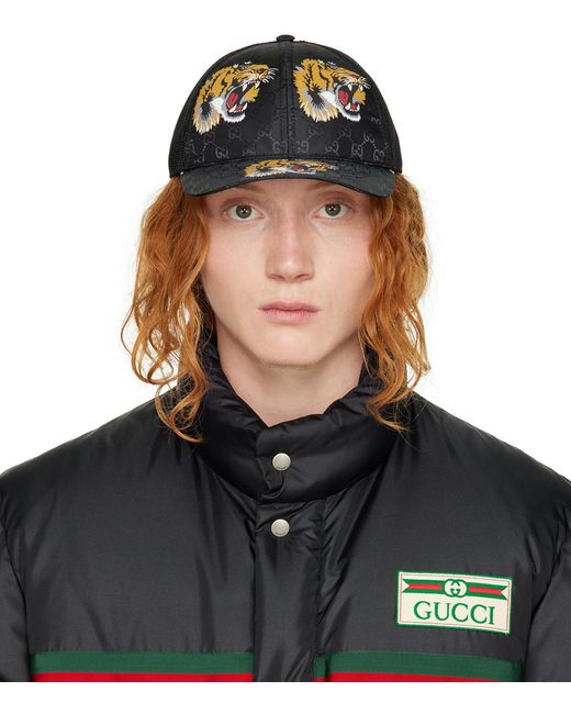 Gucci gg Tiger Cap in Black for Men | Lyst UK