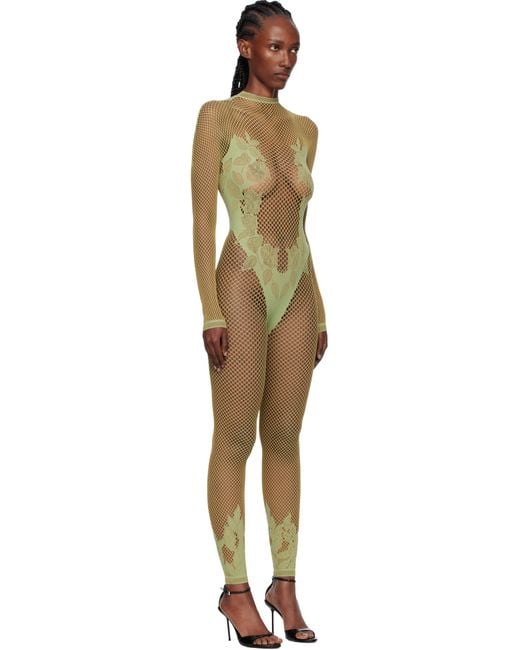 POSTER GIRL Black Leaves Fishnet Capri Jumpsuit