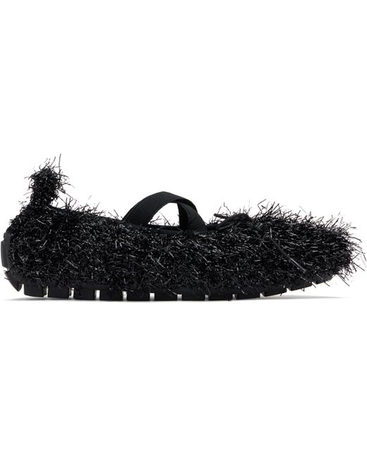 Simone Rocha Black Tinsel Grip Ballerina Flats