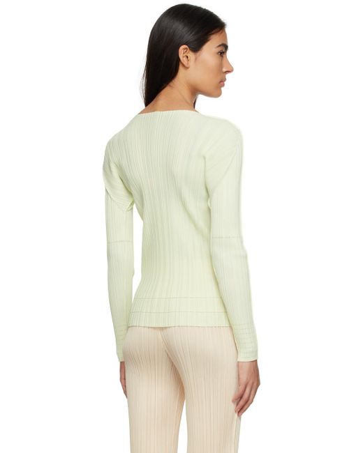 Pleats Please Issey Miyake Multicolor Green Soft Pleats Long Sleeve T-shirt