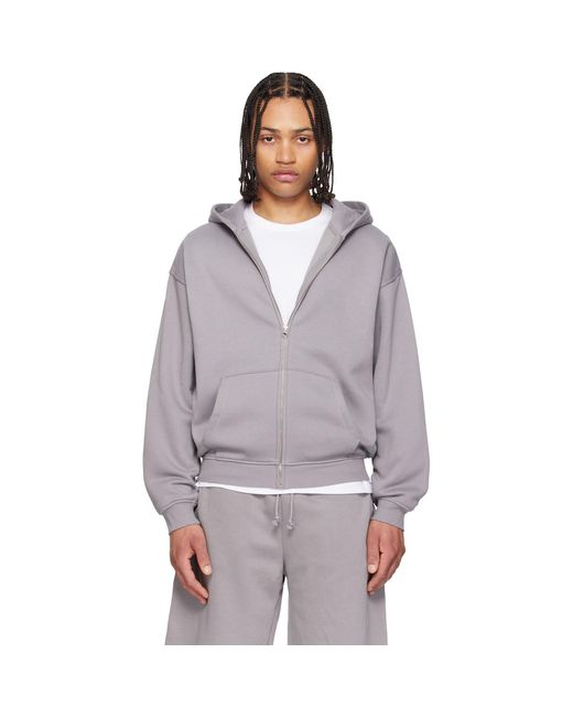 Skims Gray Fleece Lounge Relaxed Zip Up Hoodie for men