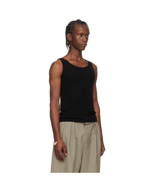 Dries Van Noten Black Rib-Knit Tank Top for men