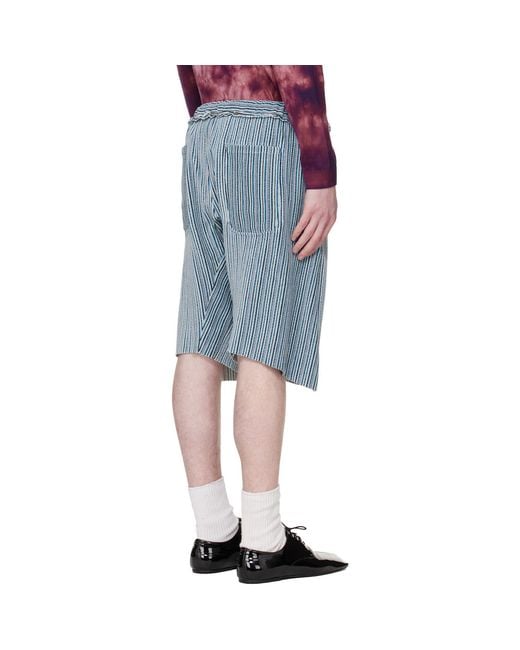 Edward Cuming Blue Twisted Track Shorts for men