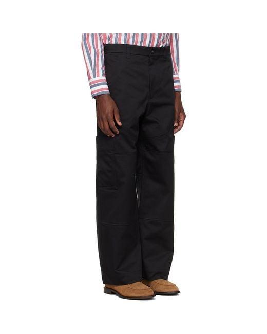 Thom Browne Black Wide Leg Chap Painter Pants for men