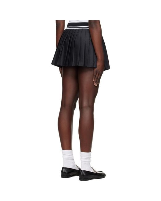 Sporty & Rich Black Abigail Wool Pleated Miniskirt