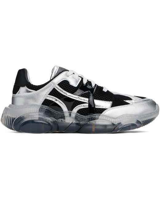 Moschino Black Mesh Teddy Transparent Sole Sneakers for men
