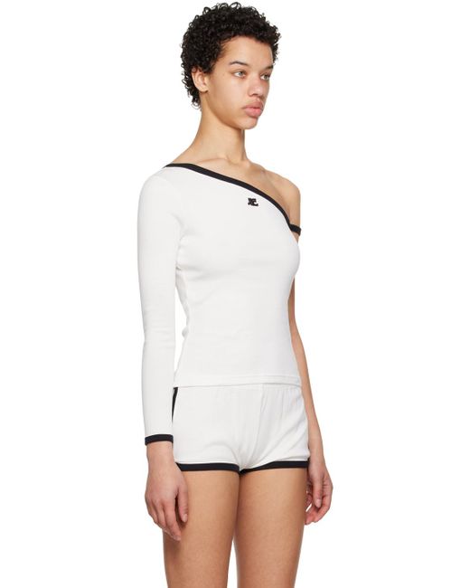 Courreges Black White Asymmetric Long Sleeve T-shirt