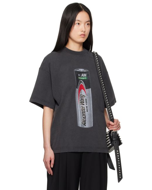 Alexander Wang Black Unisex Battery Logo-print Graphic T-shirt