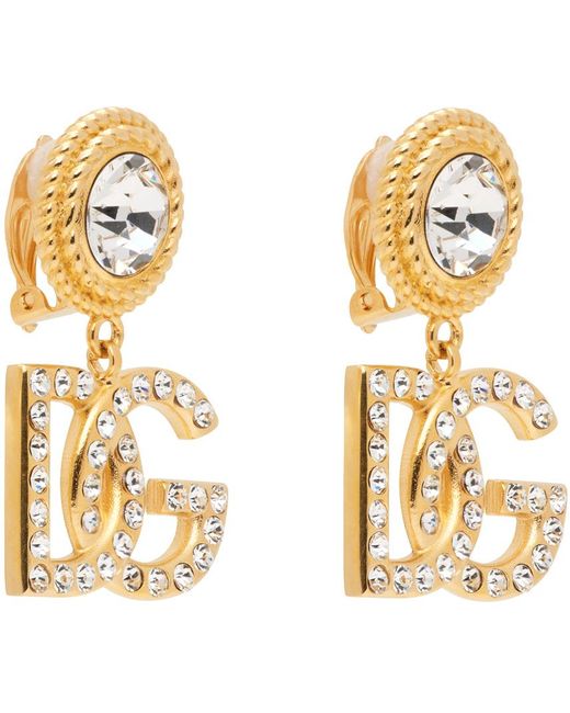 Dolce & Gabbana Metallic Dolce&gabbana Gold Small Dg Drop Earrings