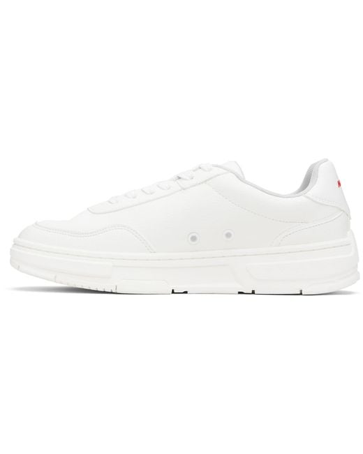HUGO Black Faux-Leather Zigzag Detailing Sneakers for men