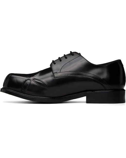 STEFAN COOKE Black Slashed Square Toe Derbys for men