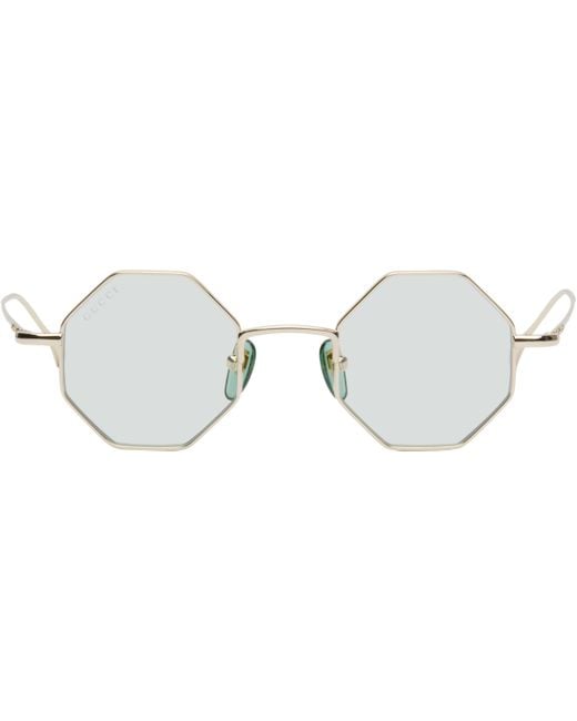 Gucci ゴールド オクタゴナル サングラス Black