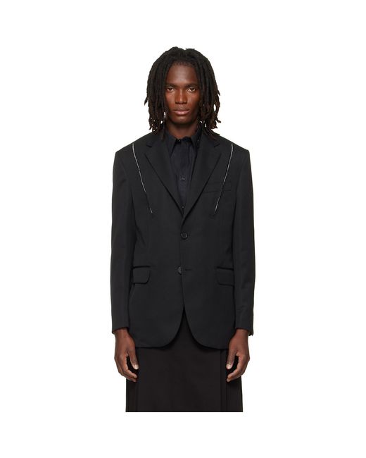 Simone Rocha Black Structured Slash Blazer for men