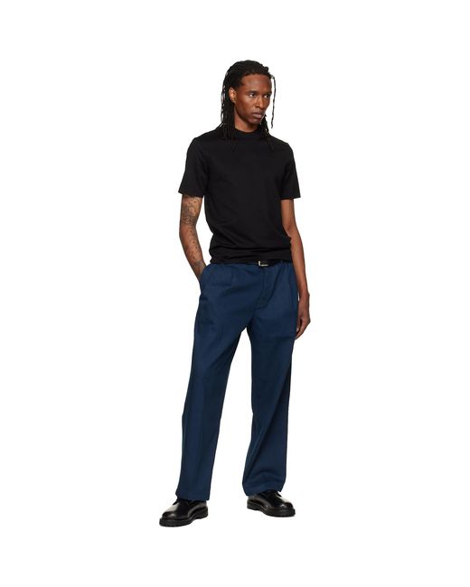 HUGO Black Stand Collar Slim-Fit Stretch Cotton T-Shirt for men