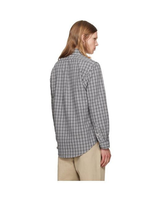 Polo Ralph Lauren Gray Classic Fit Plaid Brushed Oxford Shirt for men