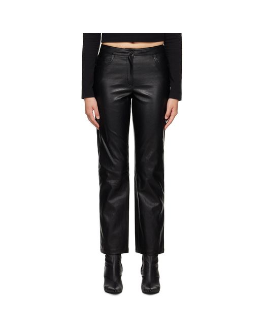 Juun.J Black Darted Faux-Leather Trousers