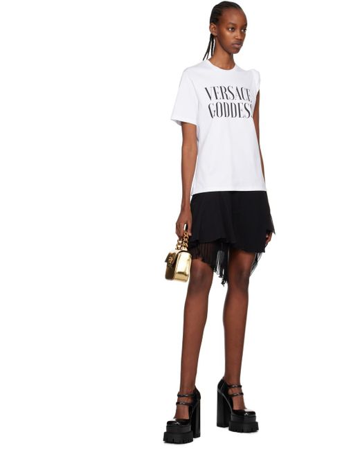 Versace Black White 'goddess' Rolled T-shirt