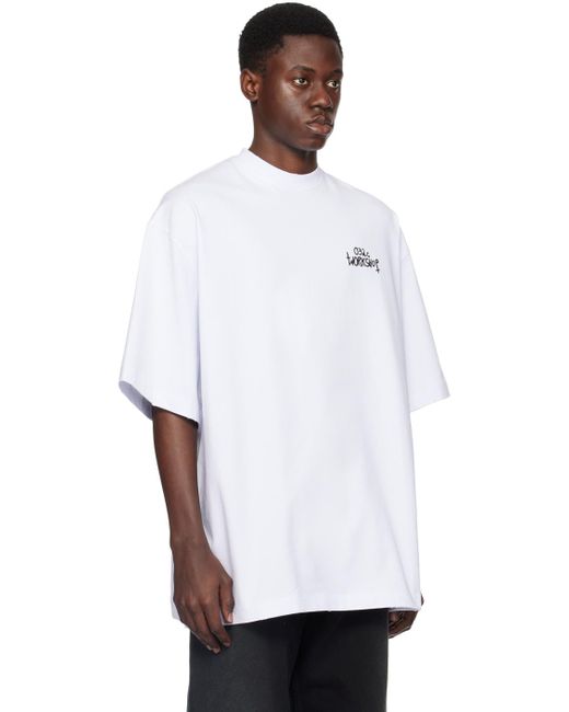 032c White Print T-shirt for men
