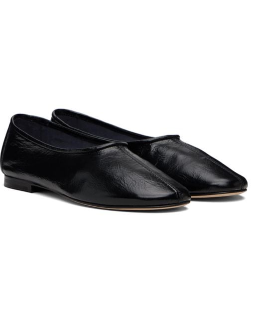 By Far Black Prudence Creased Leather Ballet Flats