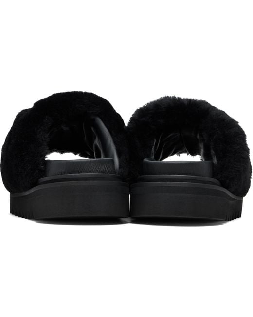 Toga Virilis Black Shearling Sandals for men