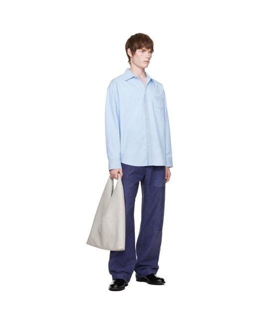 MM6 by Maison Margiela Blue Cotton Poplin Shirt for men