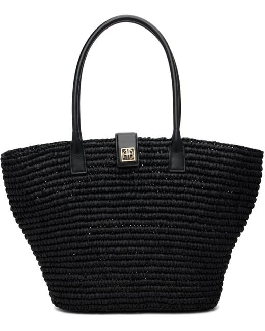 Anine Bing Black Lou Monogram Tote