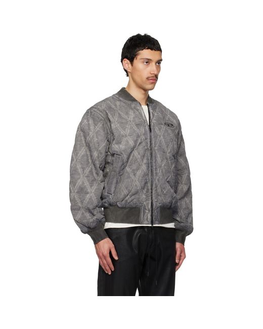 DIESEL Gray J-Type-Treat Bomber Jacket for men