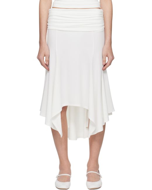 GUIZIO White Soffiano Midi Skirt