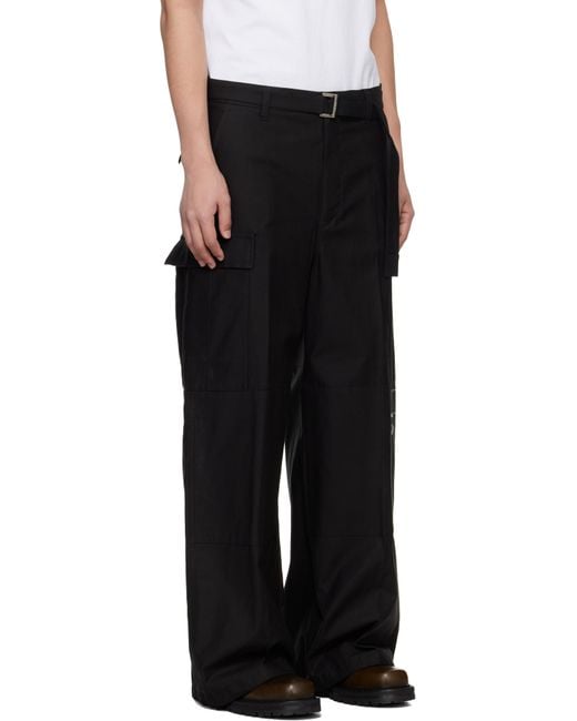 Sacai Wtaps Edition Cotton Back Satin Cargo Pants in Black for Men