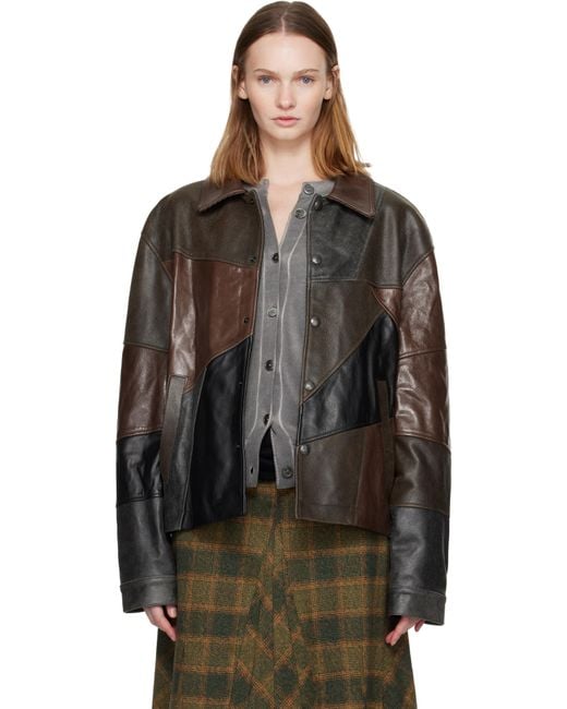 ANDERSSON BELL Black Patchwork Leather Jacket