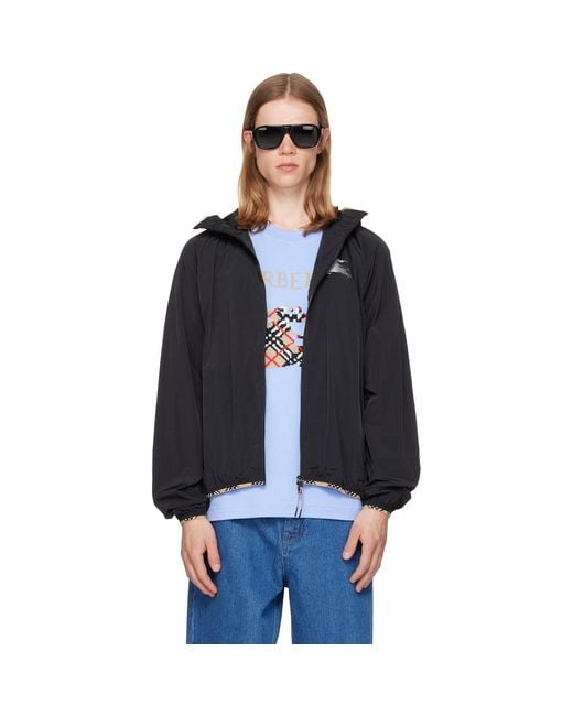 Burberry Blue Nylon Hooded Jacket for men