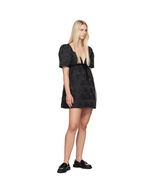 Ganni Black Floral Minidress
