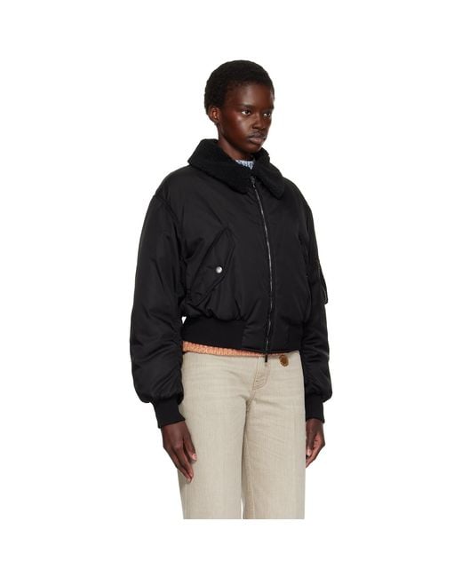 Stella McCartney Black Collared Bomber Jacket