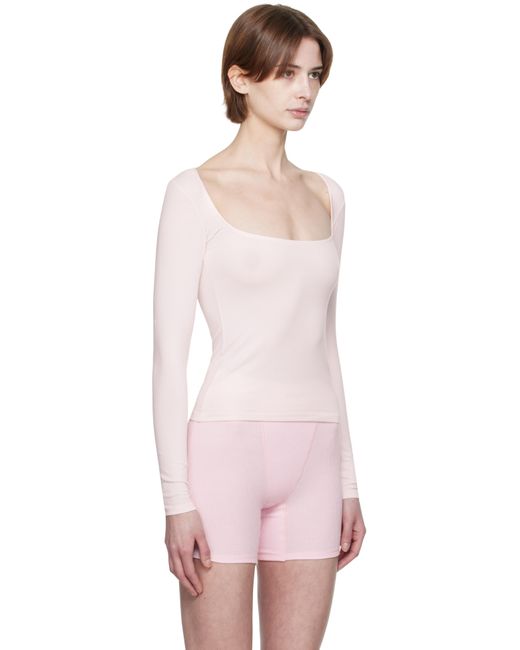 Skims ピンク Cotton Jersey スクープネック 長袖トップス Pink