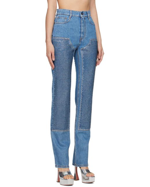 Area Blue Embellished Straight Leg Jeans