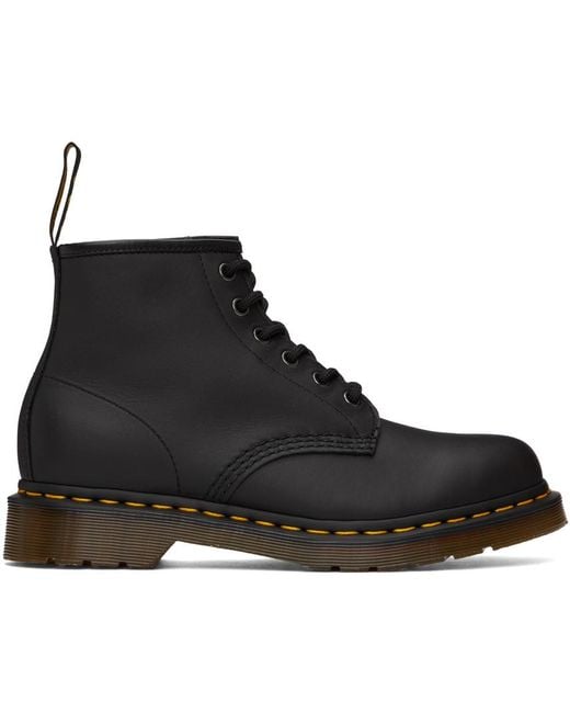 Dr. Martens Black 101 Yellow Stitch Ankle Boots for men