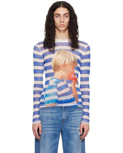 JW Anderson Blue White Boy With Apple Long Sleeve T shirt in Black for Men Lyst Canada