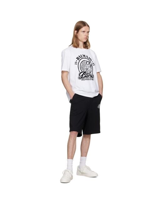 Balmain White Quilted Flock T-Shirt for men