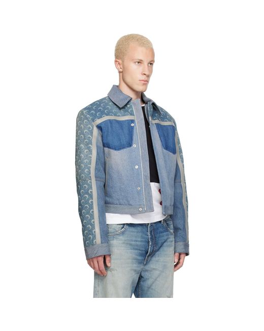 MARINE SERRE Blue Regenerated Boxy Denim Jacket for men