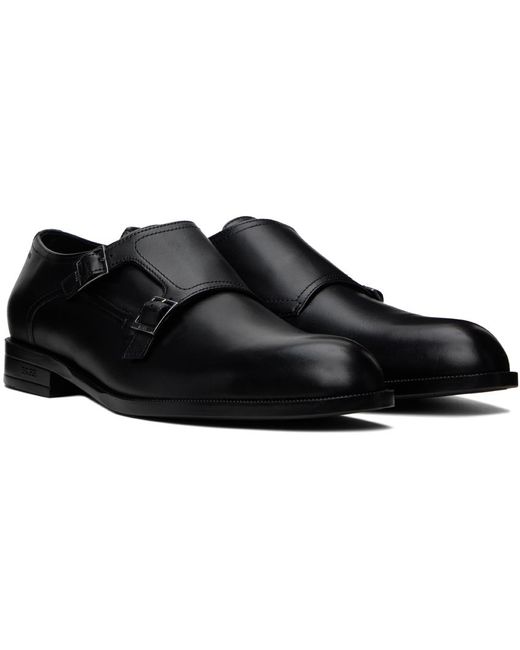 Chaussures à boucles noires en cuir Boss pour homme en coloris Black