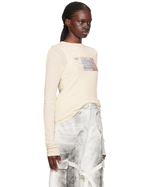 Acne Multicolor Off-white Layered Long Sleeve T-shirt