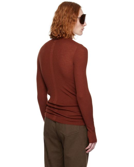 Rick Owens Red Brown Lupetto Sweater for men