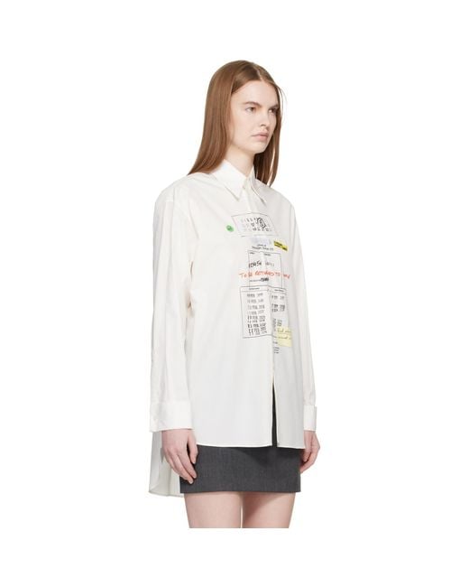 MM6 by Maison Margiela White Off- Cotton Poplin Shirt