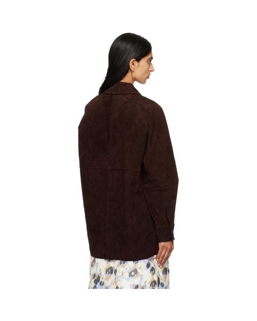Staud Brown Josette Suede Shirt
