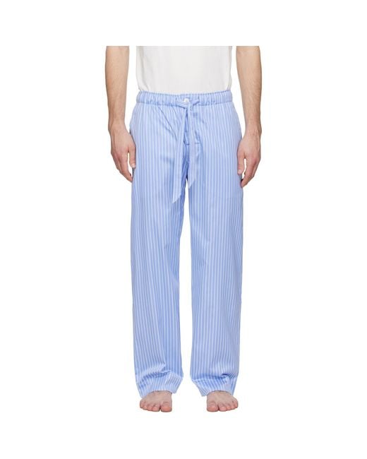 Tekla Blue Sateen Pyjama Pants for men