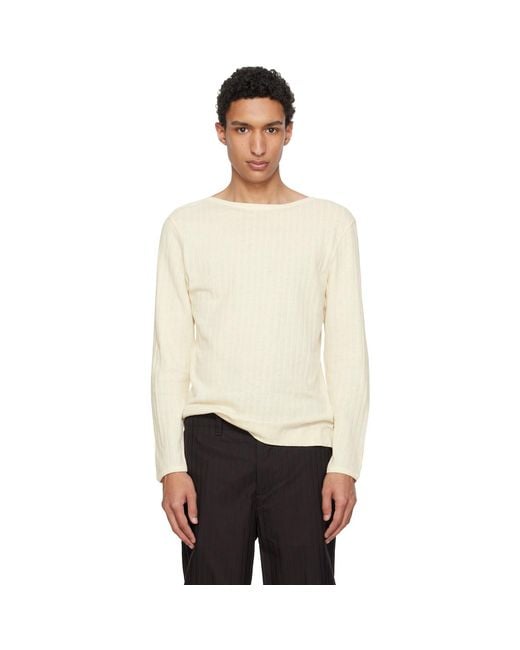 Paul Smith Black Cotton-Linen Boat Neck Long-Sleeve T-Shirt for men