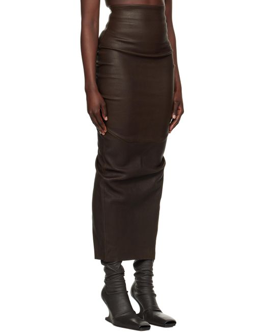Rick Owens Black Hollywood Dirt Pillar Leather Maxi Skirt