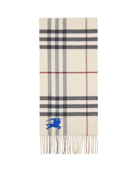 Burberry Natural Reversible Knight Check Cashmere Scarf