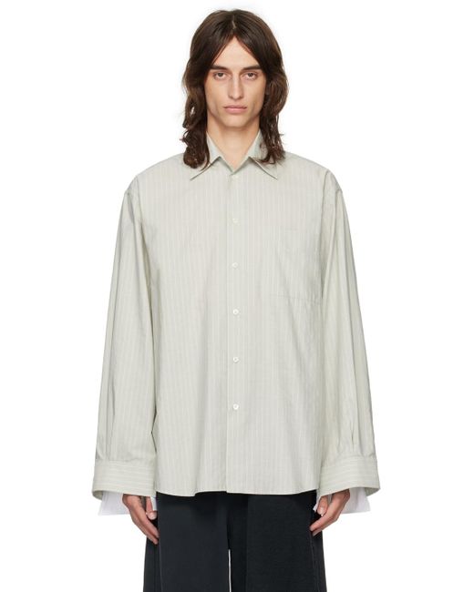 MM6 by Maison Martin Margiela White Deconstructed Long Sleeve Shirt for men